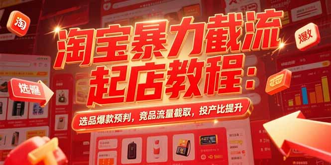淘宝暴力截流起店教程:选品爆款预判,竞品流量截取,投产比提升-创客副业