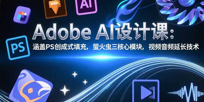 Adobe AI设计课:涵盖PS创成式填充,萤火虫三核心模块,视频音频延长技术-创客副业
