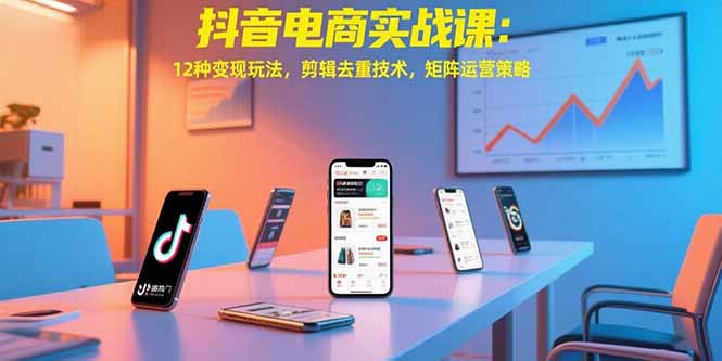 抖音电商实战课:12种变现玩法,剪辑去重技术,矩阵运营策略-创客副业
