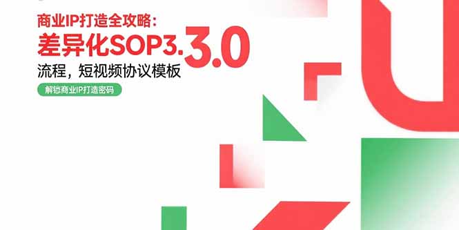 商业IP打造全攻略：差异化SOP3.0流程，短视频协议模板，婚恋项目实战案例-创客副业