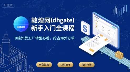 敦煌网(dhgate)新手入门全课程,B端外贸工厂转型必看,抢占海外订单-创客副业