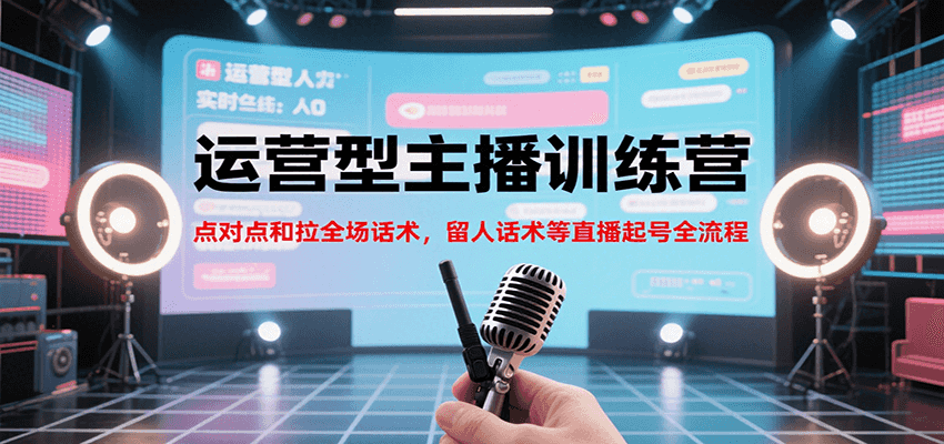 运营型主播训练营,点对点和拉全场话术,留人话术等直播起号全流程(更新7月)-创客副业
