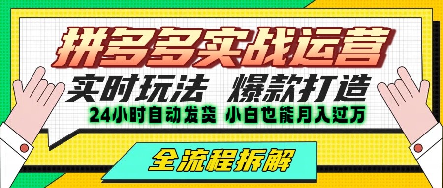 拼多多最新实战运营高投产:长久稳定项目,单店利润一天三位数-创客副业