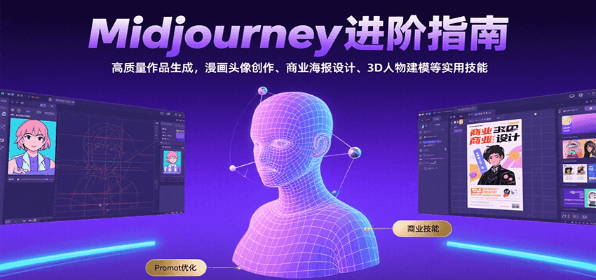 Midjourney进阶指南:高质量作品生成,漫画头像创作、商业海报设计、3D人物建模等-创客副业