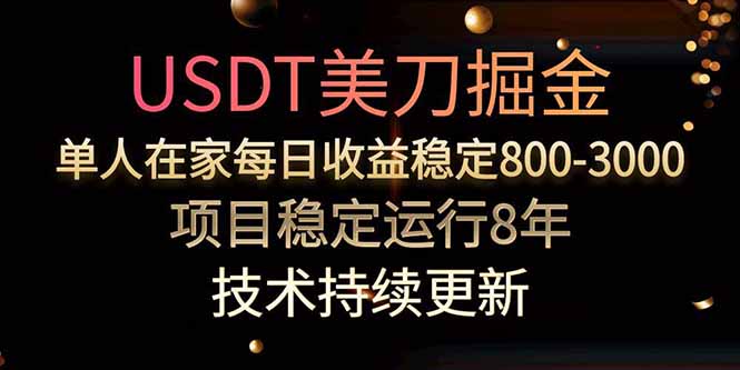 USDT美刀掘金，单人每日收益800-3000，稳定运行8年-创客副业