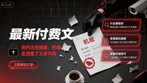 最新付费文:我的这些提醒,的确是透露了太多内幕-创客副业