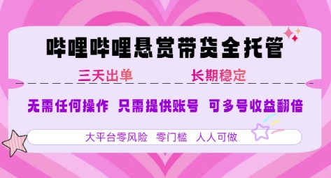 2025年B站风口带货项目 仅需提供账号 全程托管 轻松月入1w+-创客副业