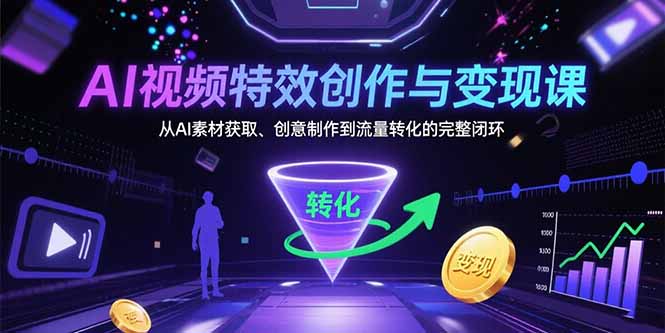 AI视频特效创作与变现课:从AI素材获取、创意制作到流量转化的完整闭环-创客副业