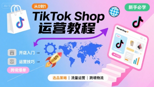 TikTok Shop从0到1运营教程,TikTok跨境电商新手必学课程-创客副业