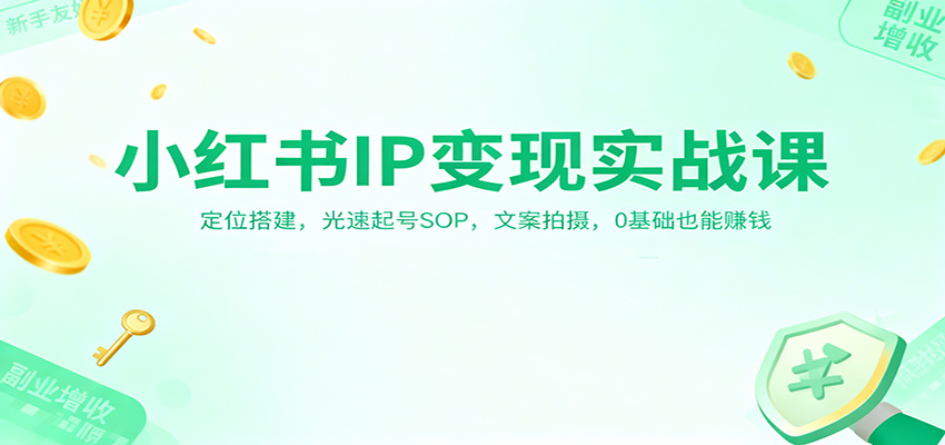 小红书IP变现实战课：定位搭建，光速起号SOP，文案拍摄，0基础也能赚钱-创客副业