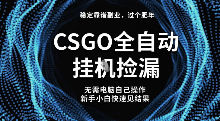 【稳定副业】全球最热门游戏CSGO全自动捡漏，最新玩法，新手小白日入5张+【揭秘】-创客副业