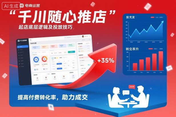 千川随心推起店底层逻辑及投放技巧，提高付费转化率，助力成交-创客副业