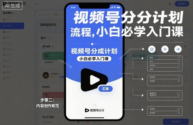 视频号分成计划实操流程,小白必学入门课-创客副业