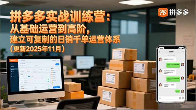 拼多多实战训练营：从基础运营到高阶，建立可复制的日销千单运营体系(更新11月-创客副业