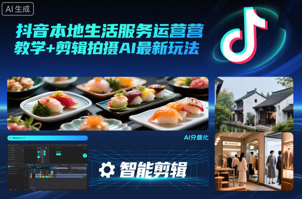 抖音本地生活服务运营教学+剪辑拍摄AI最新玩法-创客副业