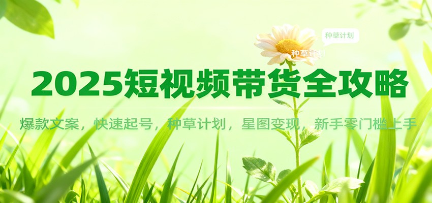2025短视频带货全攻略：爆款文案，快速起号，种草计划，星图变现，新手零门槛上手-创客副业