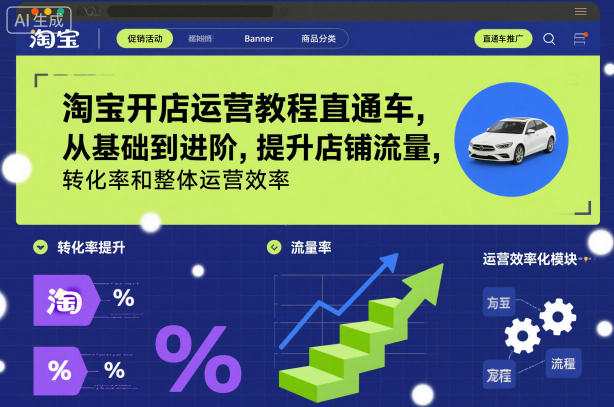 淘宝开店运营教程直通车，从基础到进阶，提升店铺流量，转化率和整体运营效率(更新11月)-创客副业