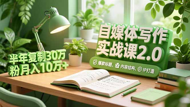 自媒体写作实战课2.0,爆款标题、内容结构、IP打造,半年复制30万粉月入10万+-创客副业