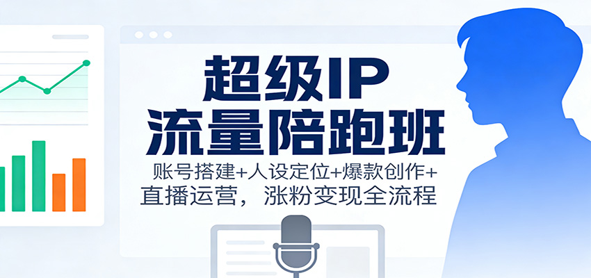 超级IP流量陪跑班：账号搭建+人设定位+爆款创作+直播运营，涨粉变现全流程-创客副业