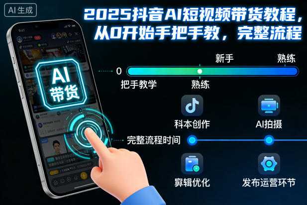 2025抖音AI短视频带货教程，从0开始手把手教，完整流程-创客副业