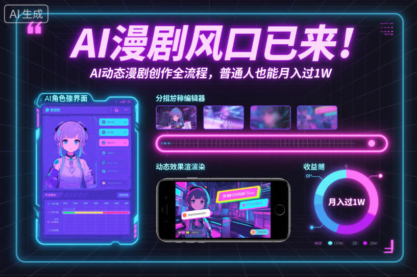 AI漫剧风口已来！AI动态漫剧创作全流程，普通人也能月入过1W-创客副业