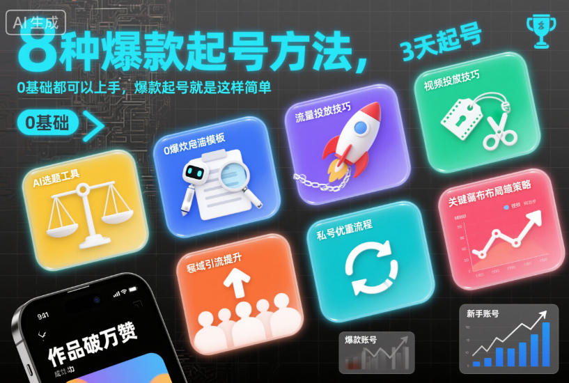 8种爆款起号方法，0基础都可以上手，爆款起号就是这样简单-创客副业