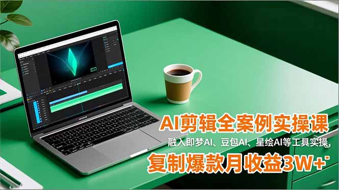 AI剪辑全案例实操课，融入即梦AI、豆包AI、星绘AI等工具实操，复制爆款月收益3W+-创客副业