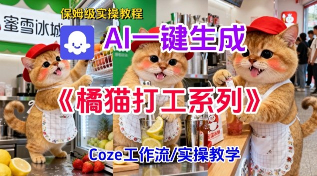Coze扣子工作流一键生成胖橘猫打工短视频,保姆级实操搭建教学-创客副业