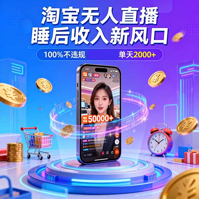 淘宝无人直播,不违规不封号,直播100小时卖了5万,年底旺季!-创客副业