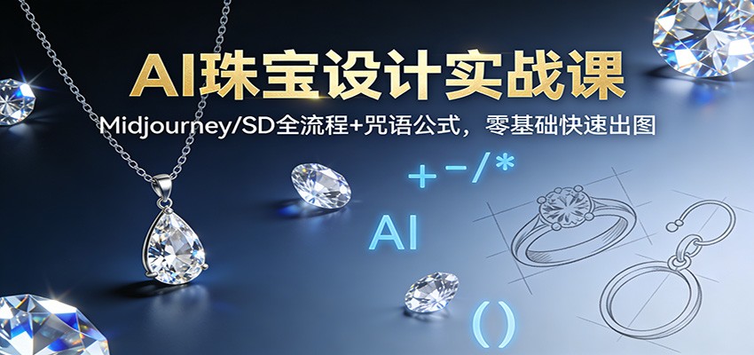 AI珠宝设计实战课：Midjourney/SD全流程+咒语公式，零基础快速出图-创客副业