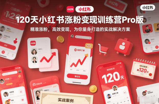 120天小红书涨粉变现训练营Pro版,精准涨粉,高效变现,为你量身打造的实战解决方案-创客副业