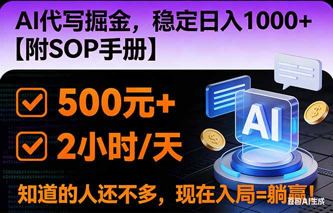 2026风口项目,AI代写掘金，稳定日入1000+，掌握核心技能【附SOP手册】-创客副业