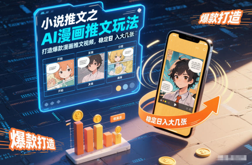 小说推文之AI漫画推文玩法，打造爆款漫画推文视频，稳定日入大几张-创客副业