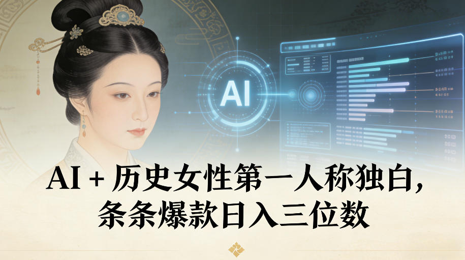 AI+历史女性第一人称独白，条条爆款日入三位数-创客副业