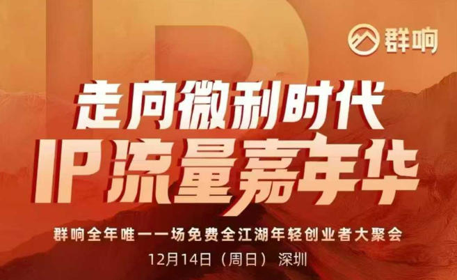 2025ip嘉年华万人12月14深圳线下课,走向微利时代,IP流量嘉年华,实操性极强的商业干货课-创客副业