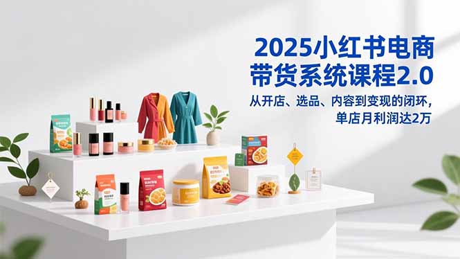 2025小红书电商带货系统课程2.0,从开店、选品、内容到变现的闭环,单店月利润达2万-创客副业