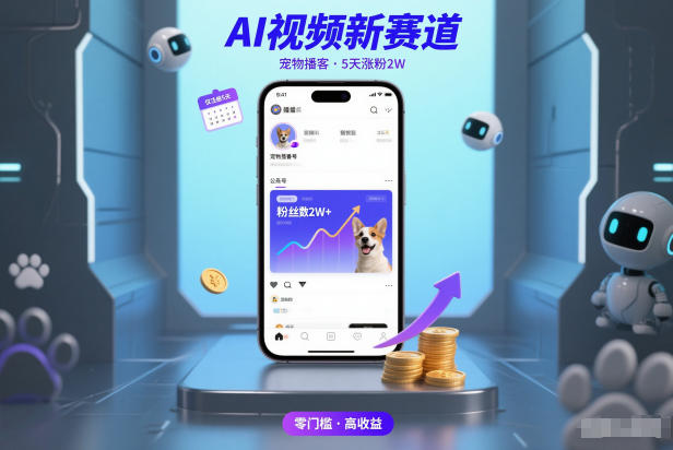 AI视频新赛道，宠物播客仅注册5天涨粉2W，收益非常可观-创客副业