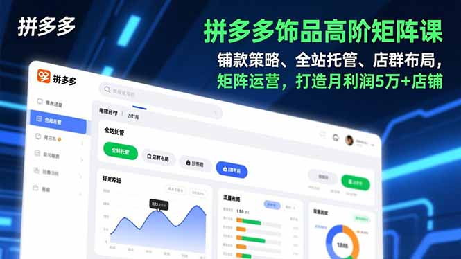 拼多多饰品高阶矩阵课，铺款策略、全站托管、店群布局，矩阵运营，打造月利润5万+店铺-创客副业