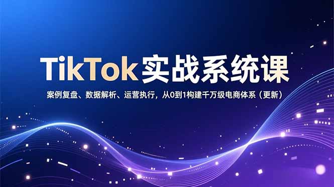 TikTok实战系统课，案例复盘、数据解析、运营执行，从0到1构建千万级电商体系(更新-创客副业