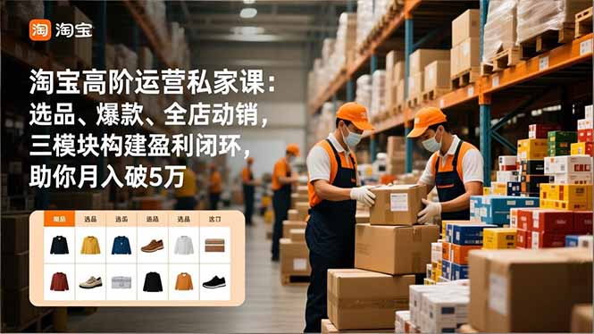 淘宝高阶运营私家课：选品、爆款、全店动销，三模块构建盈利闭环，助你月入破5万(更新12月-创客副业