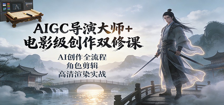 AIGC导演大师+电影级创作双修课：AI创作全流程、角色剪辑、高清渲染实战-创客副业