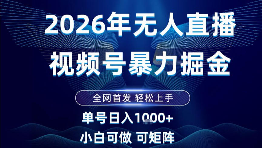 2026最新视频号无人直播掘金，全网首发，小白可以玩，长期稳定日入1k+【揭秘】-创客副业