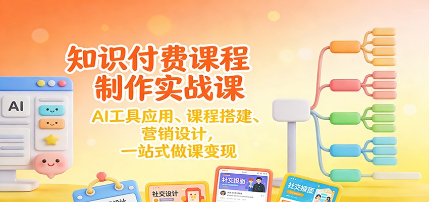 知识付费课程制作实战课:AI工具应用 、课程搭建、营销设计,一站式做课变现-创客副业