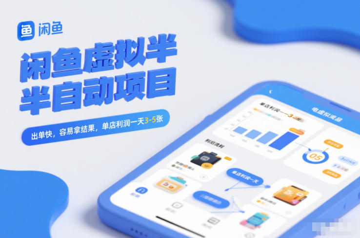 闲鱼虚拟半自动项目，出单快，容易拿结果，单店利润一天3-5张-创客副业