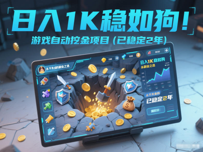 日入1K稳如狗！游戏自动挖金项目(已稳定2年)，永不失业的副业之选【揭秘】-创客副业