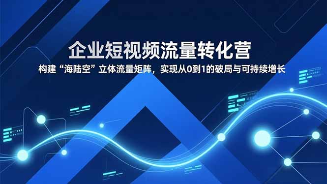 企业短视频流量转化营，构建“海陆空”立体流量矩阵，实现从0到1的破局与可持续增长-创客副业