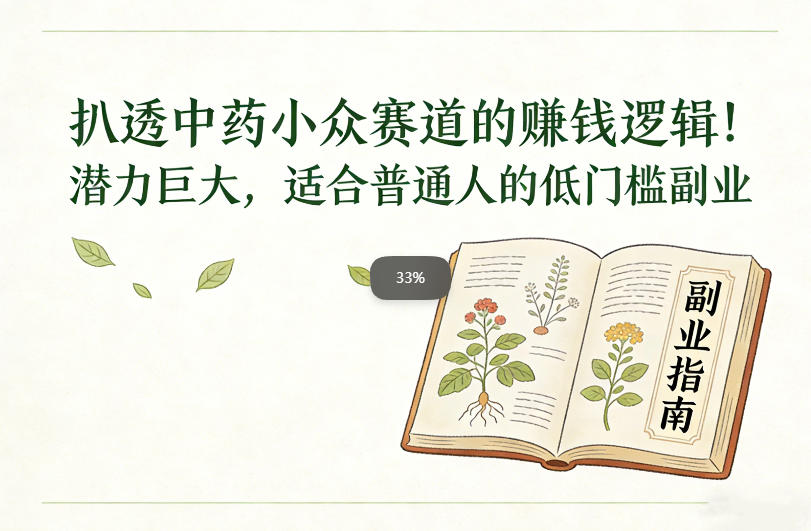 扒透中药小众赛道的賺米逻辑，潜力巨大，适合普通人的低门槛副业-创客副业