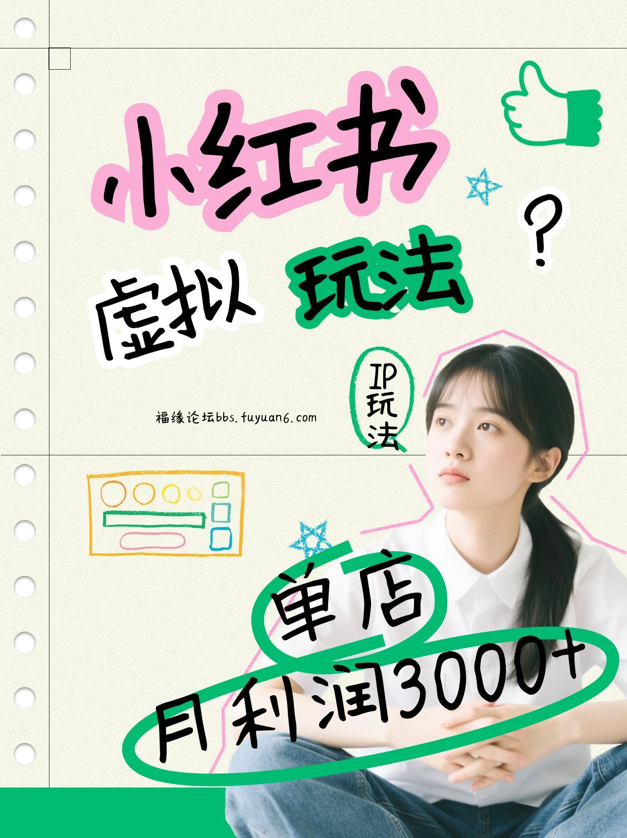小红书虚拟玩法(铺货流和单品玩法)，单店月利润3000+，IP打法+原创商品(0违规)-创客副业