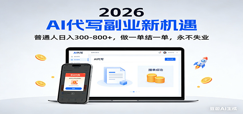 2026 副业首选！AI 代写日入 300-800，普通人0门槛，做一单结一单！-创客副业