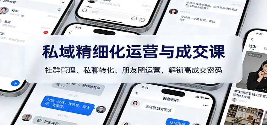 私域精细化运营与成交课：社群管理、私聊转化、朋友圈运营，解锁高成交密码-创客副业
